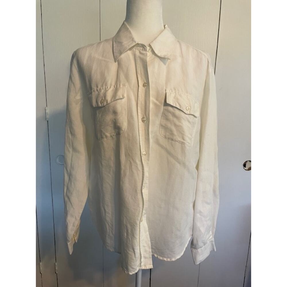 Emma James Size‎ Large White Button Front Shirt